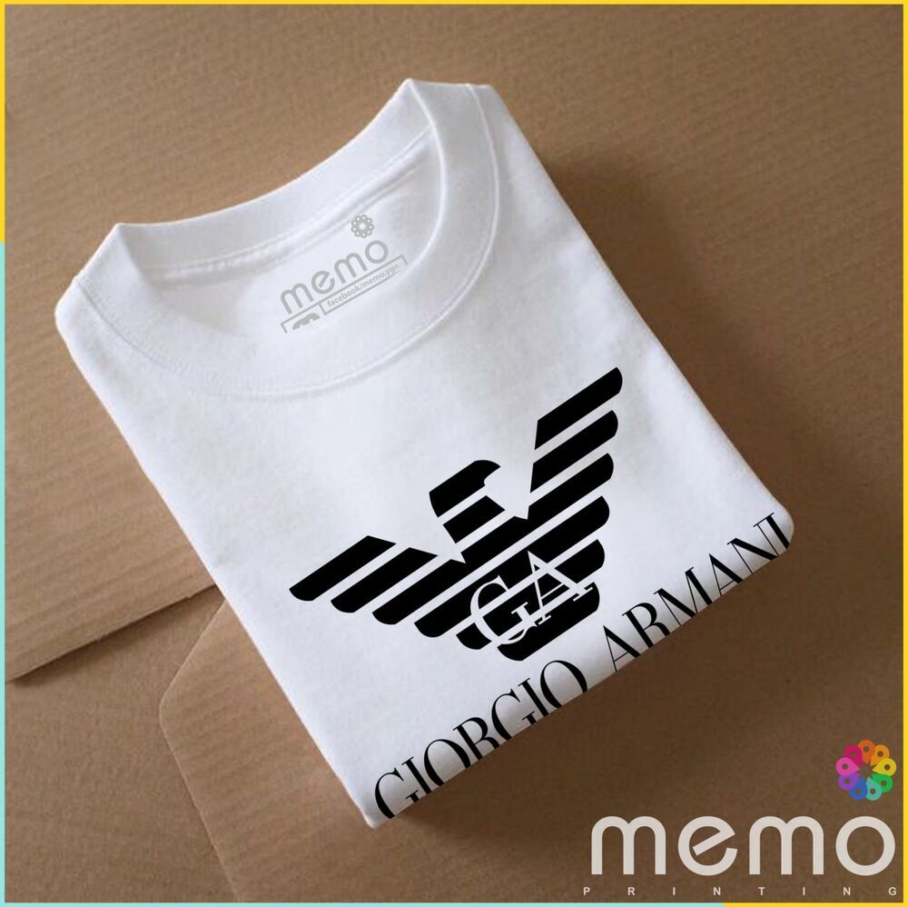 memo ygn GIORGIO ARMANI unisex Printing T-shirt DTF Quality sticker Printing-White (XL)