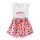 Kid Girl Bowknot Design Sleeveless Tee Shorts Set (4-5 Years) 20388436