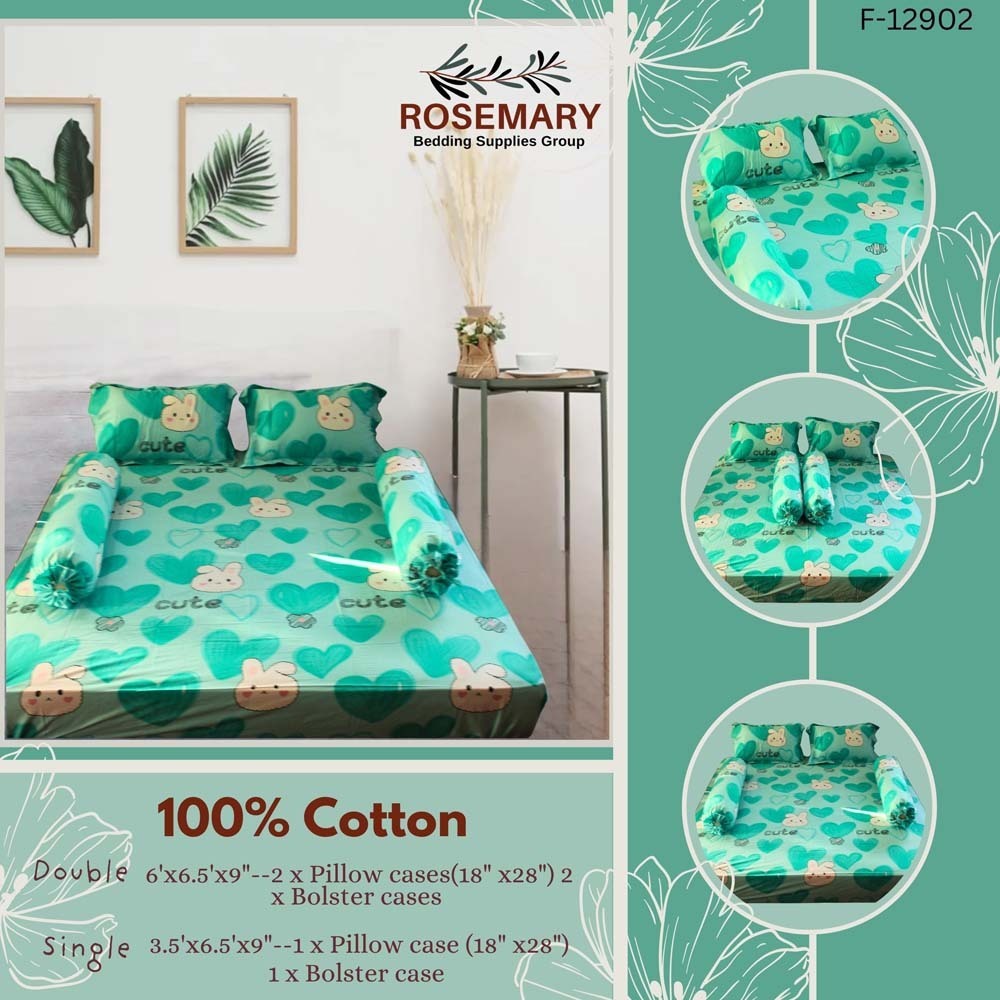 Rosemary 100% Cotton Double Bedsheet 5PCS Set F12902-D