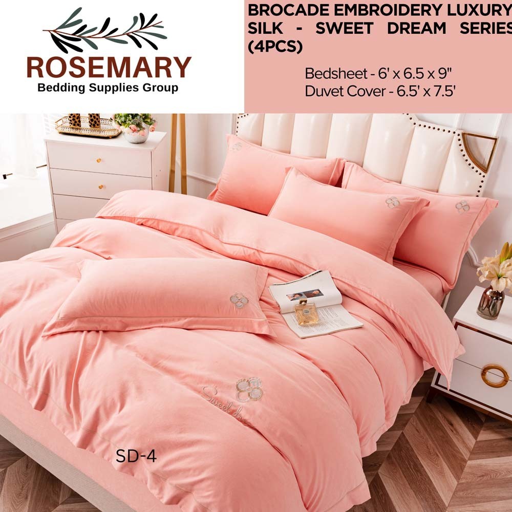 Rosemary Brocade Double Bedsheet Set SD-04 Pink
