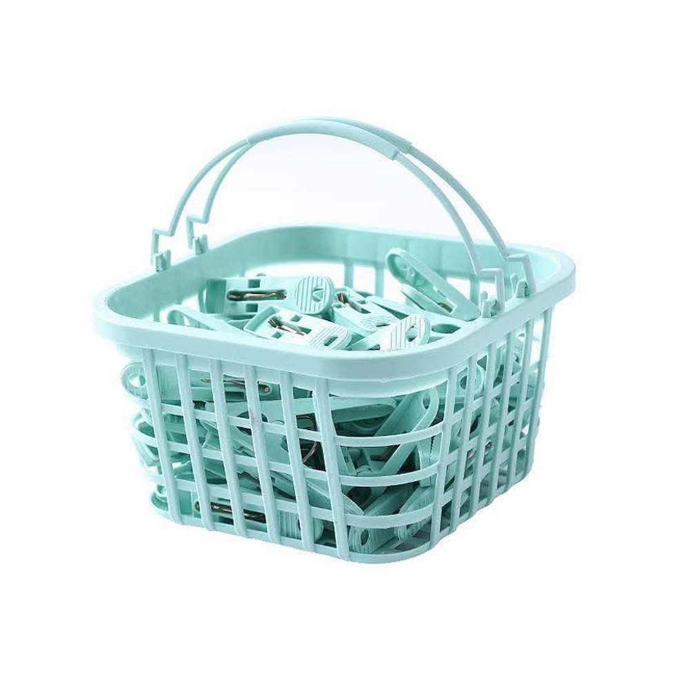 Clothing Protable Clip with Clip Basket 30PCS Green