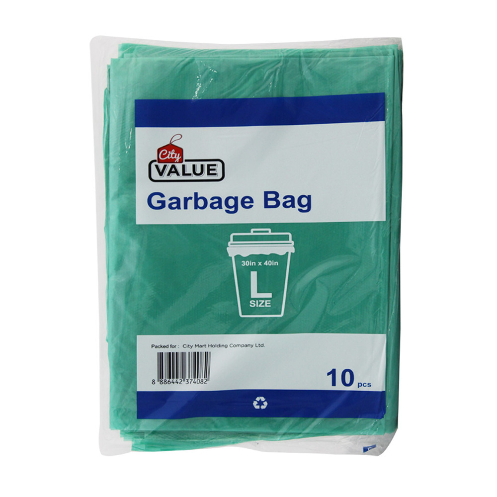 City Value Garbage Bag 30X40IN 10PCS Green